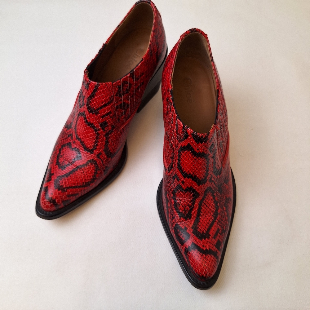 Chlo Rylee Python-Embossed Ankle Bootie - image 1